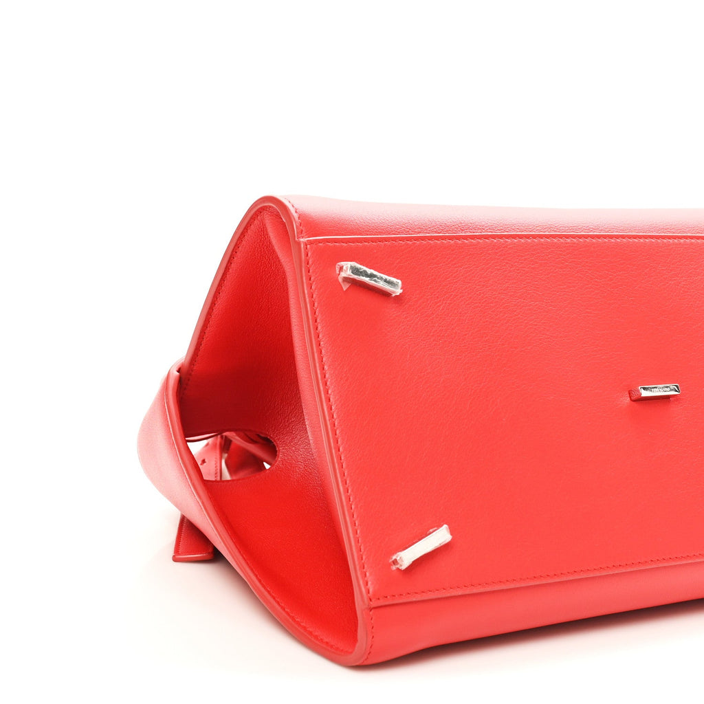 Natural Grain Calfskin Medium Hug Bag Flame Red