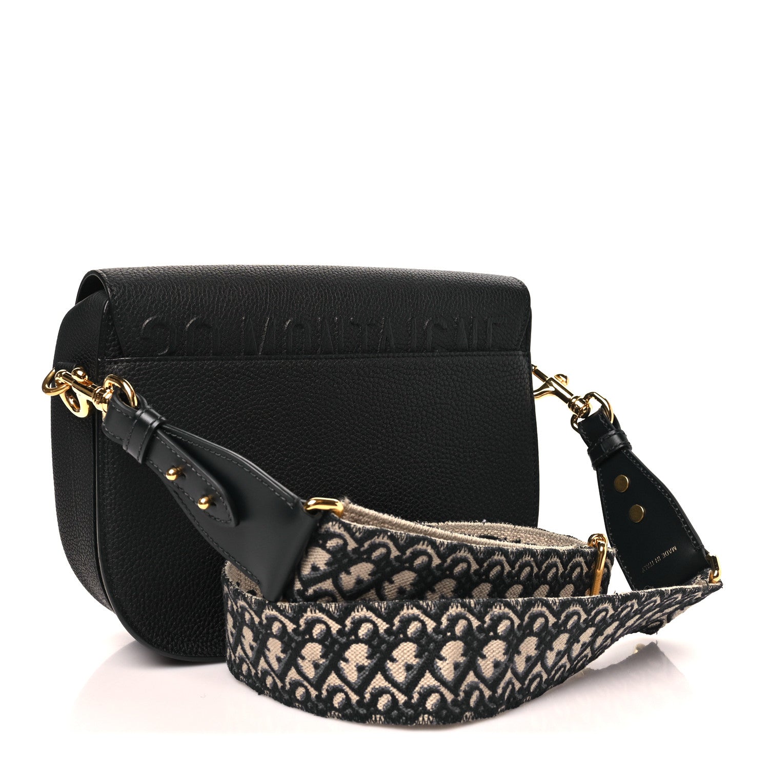 Grained Calfskin Large Bobby Flap Black