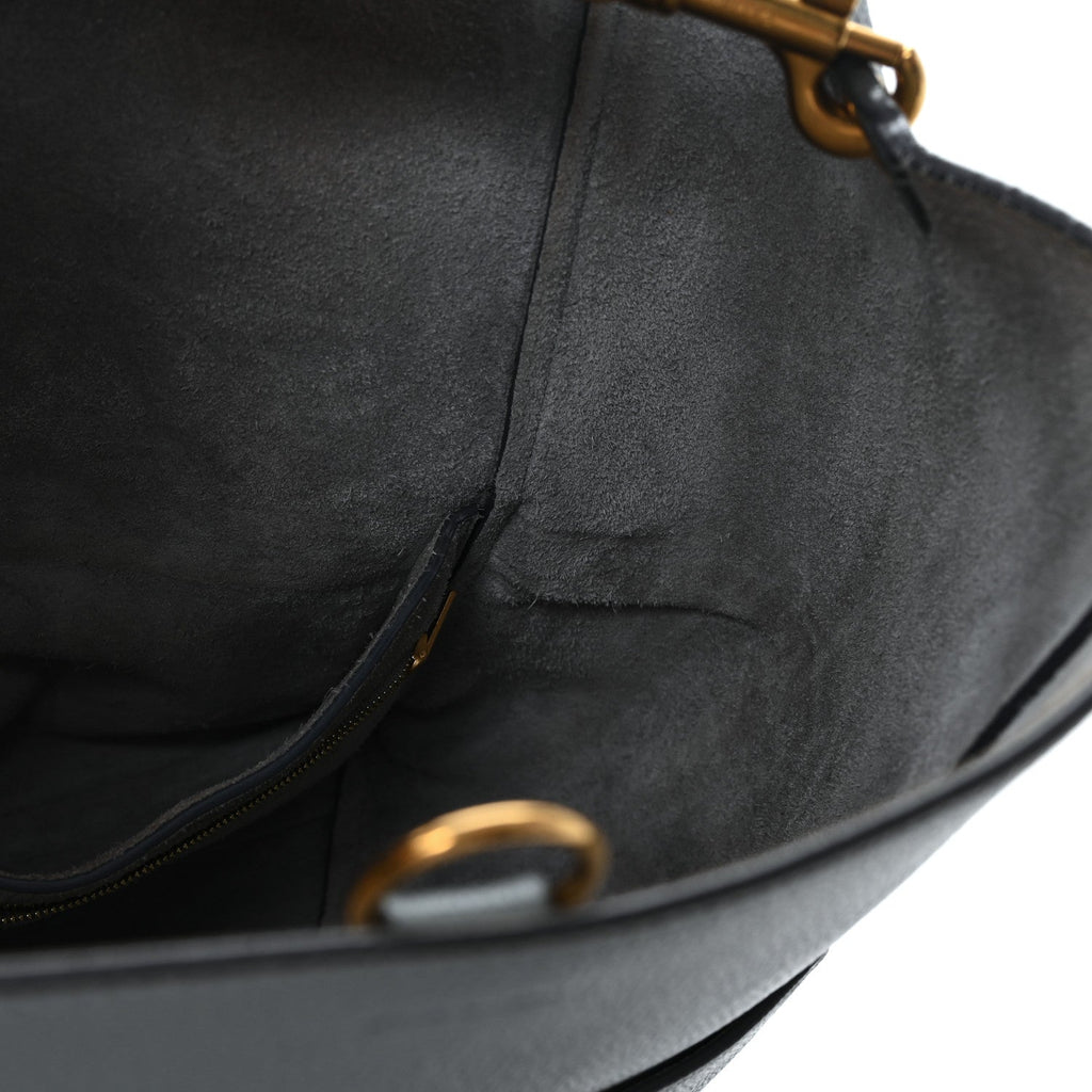 Soft Grained Calfskin Sangle Bucket Bag Storm