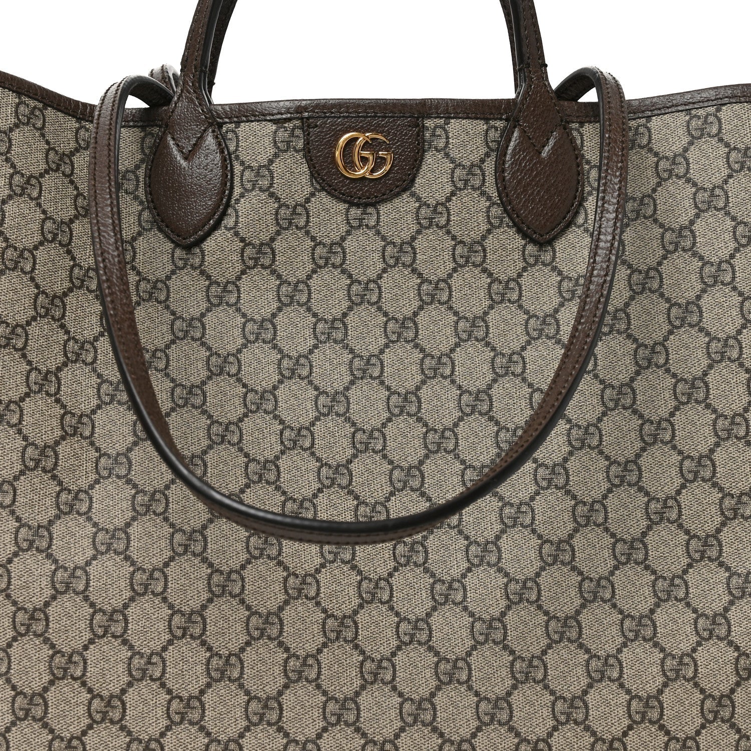 GG Supreme Monogram Textured Calfskin Medium Ophidia Shoulder Tote Bag Beige Ebony New Acero