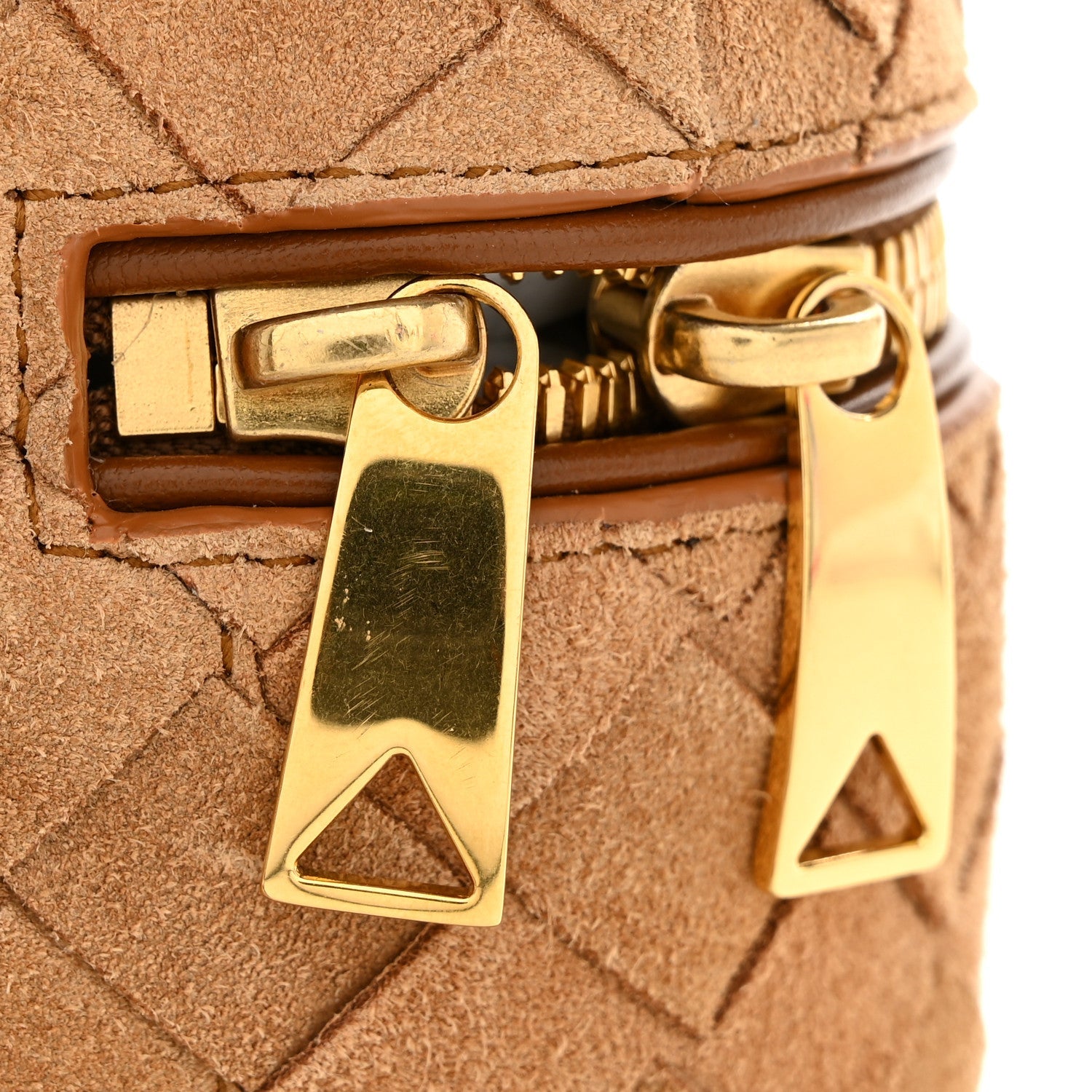 Suede Intrecciato Bang Bang Vanity Case Amber
