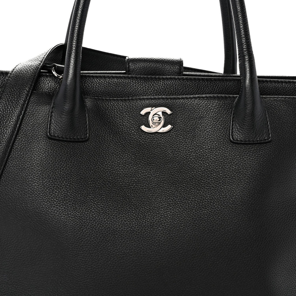 Calfskin Cerf Executive Shopper Tote Black