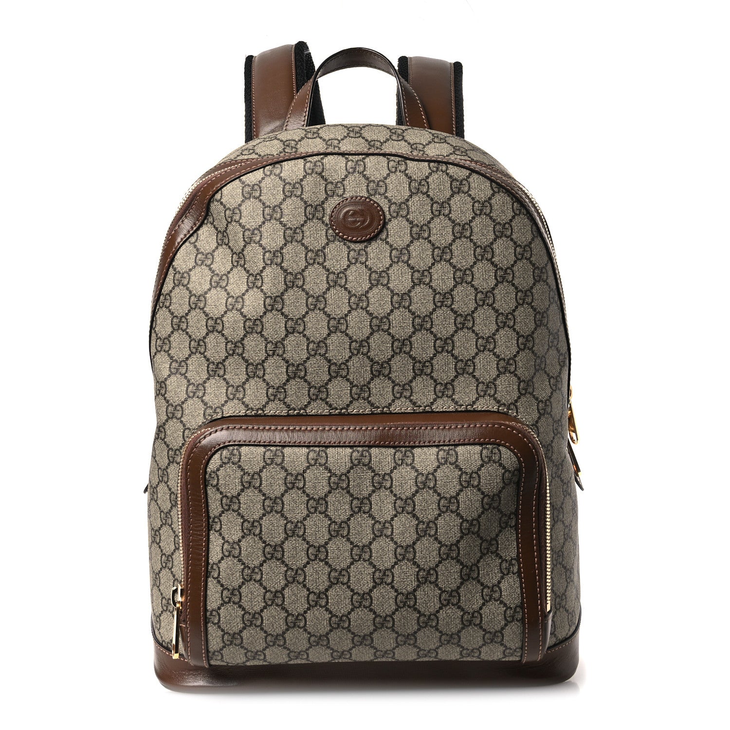 GG Supreme Monogram Textured Calfskin Retro Interlocking G Backpack Brown Beige