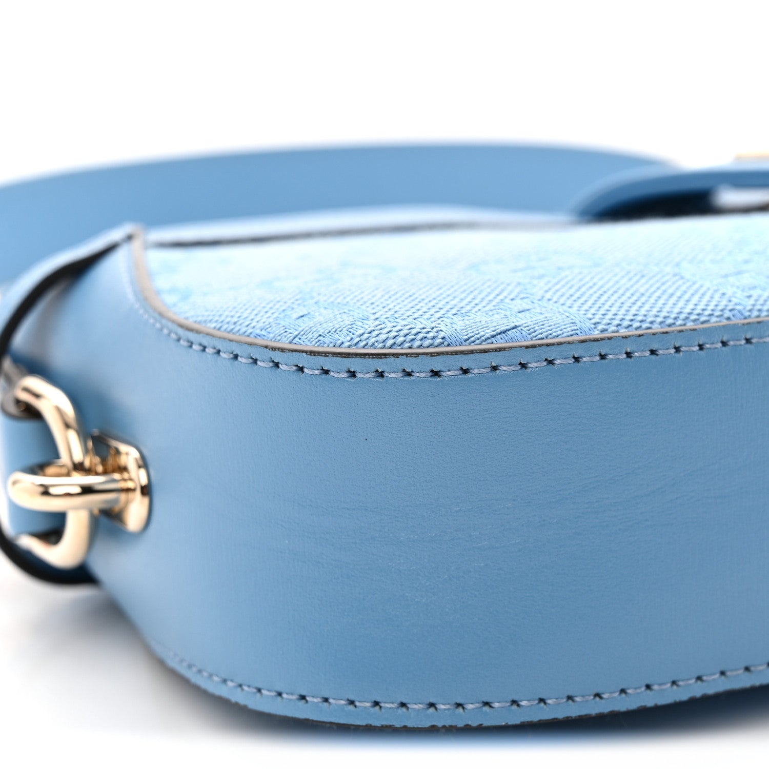Calfskin Monogram Mini Moon Side Shoulder Bag Blue Blue