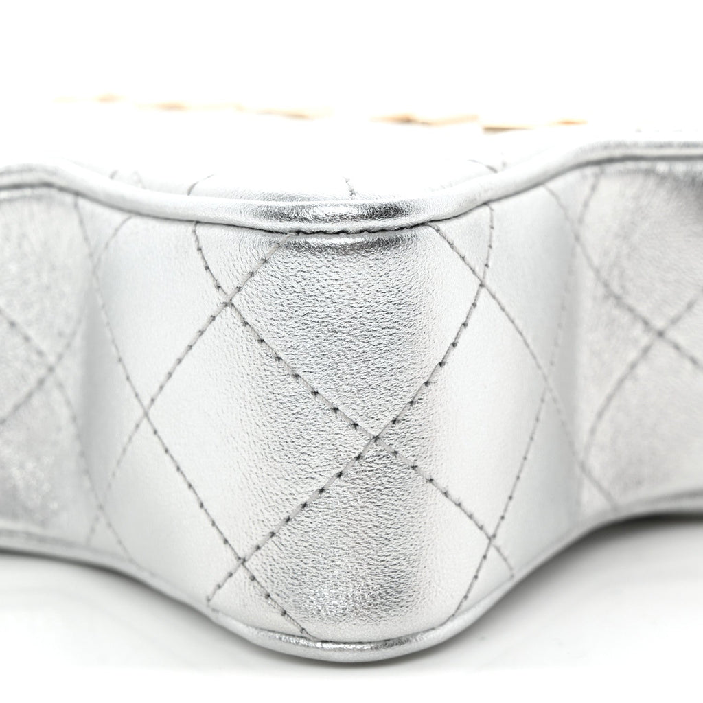 Metallic Lambskin Walk Of Fame Bag Silver
