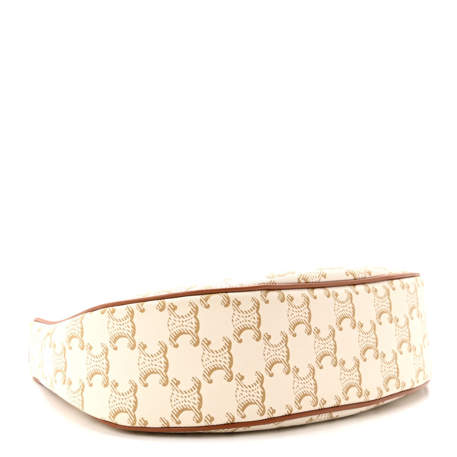 Canvas Calfskin Ava Triomphe Shoulder Bag White