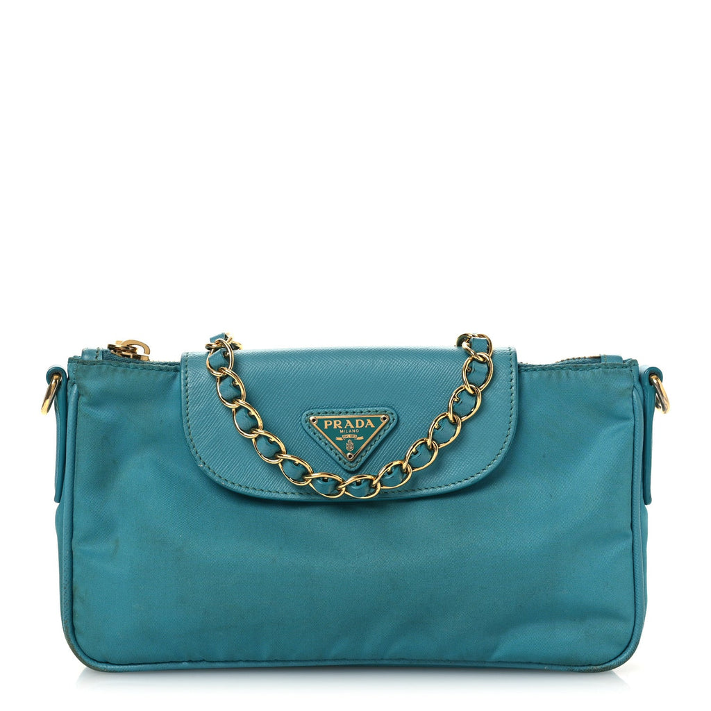 Tessuto Nylon Saffiano Crossbody Bag Turchese