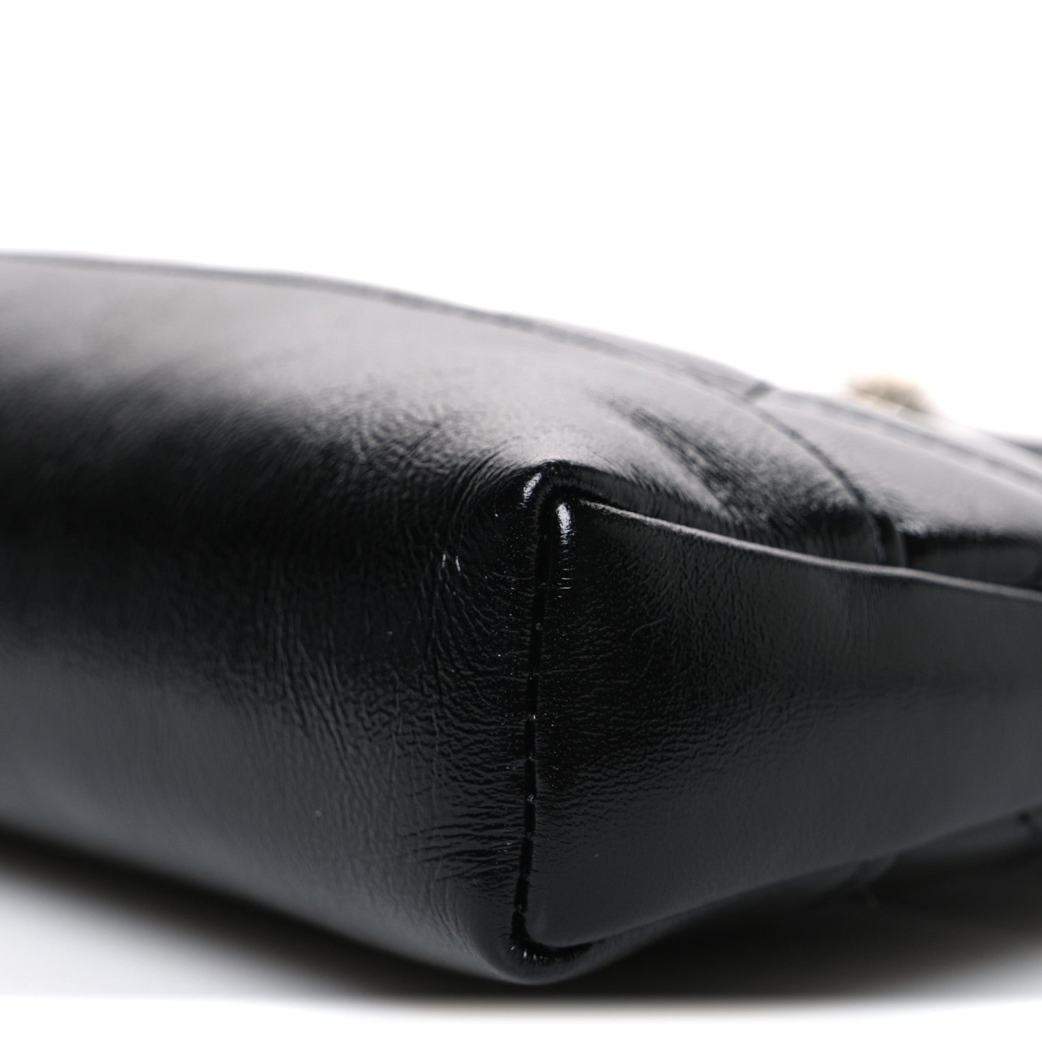 Shiny Crumpled Calfskin Quilted Nano 31 Shopping Bag Black