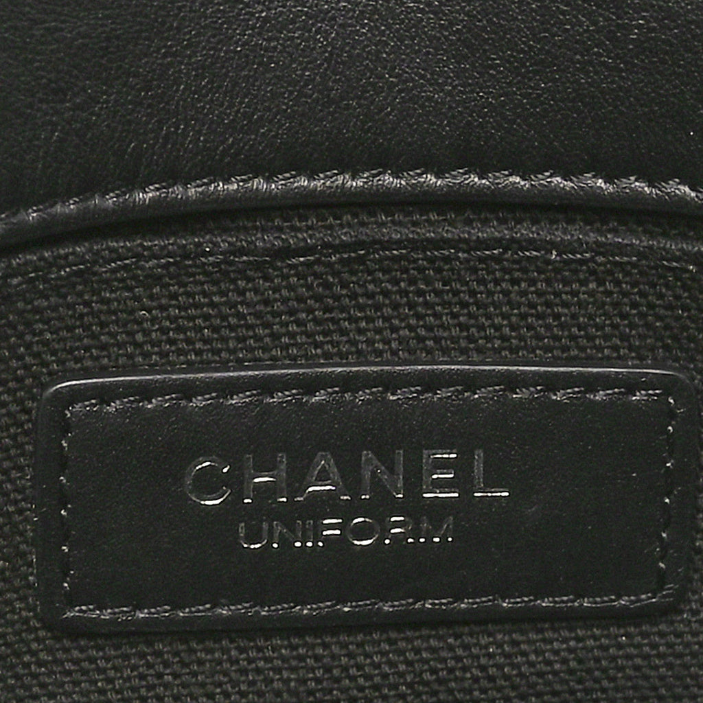 Calfskin Quilted CC Uniform Flap Belt Bag Black