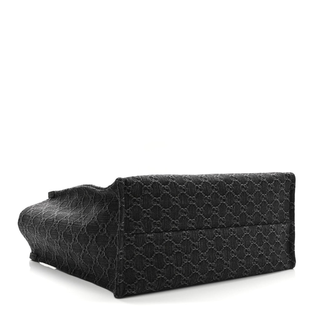 Denim Ophidia GG Monogram Large Tote Black Grey