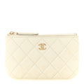 Caviar Quilted Small Pouch White