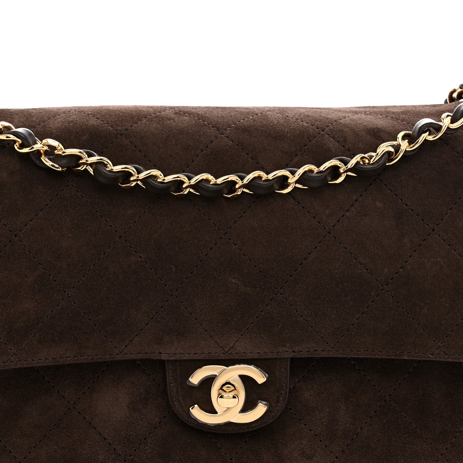 Suede Calfskin Small Souplissimo Maxi Flap Dark Brown