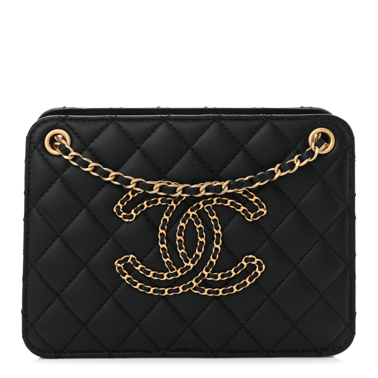 Calfskin Quilted CC Small Once Upon A Time Tote Black
