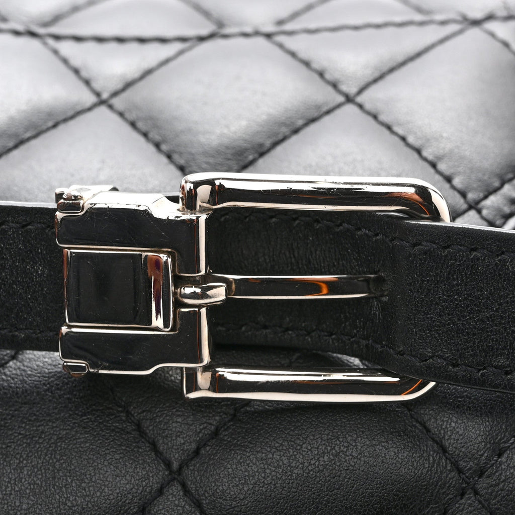 Calfskin Quilted CC Uniform Flap Belt Bag Black
