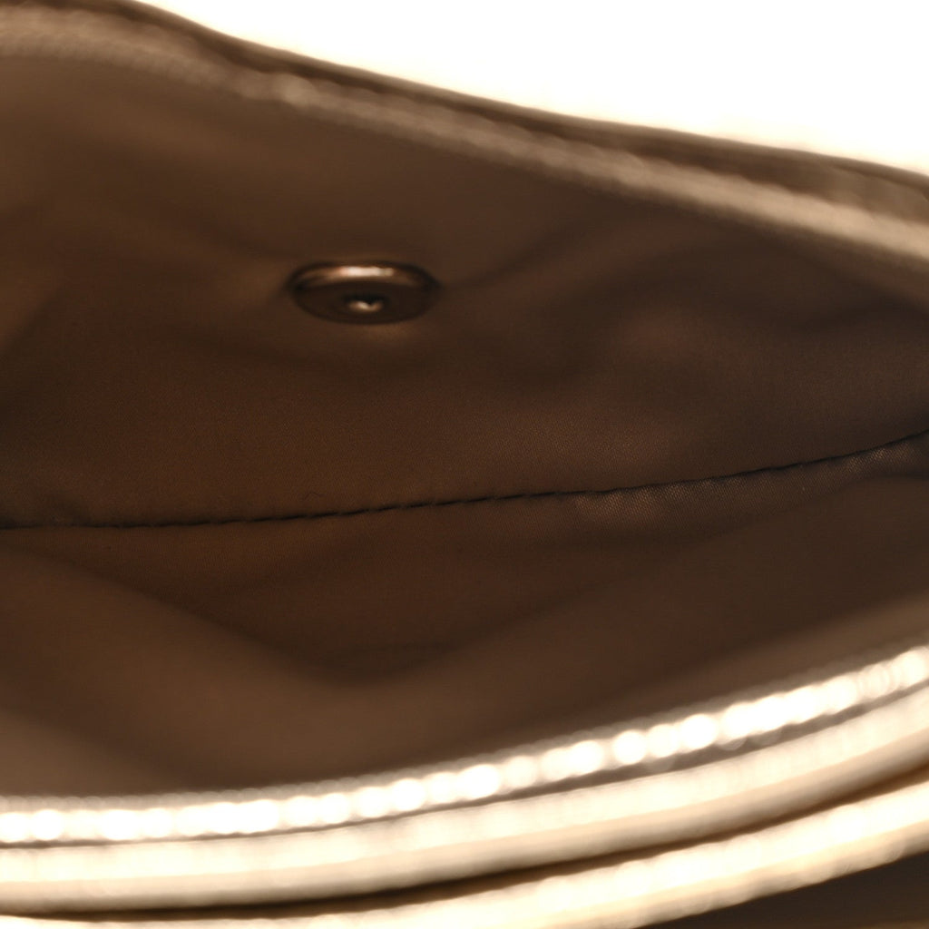 Metallic Crackled Calfskin Medium Clam's Pocket Flap Gold