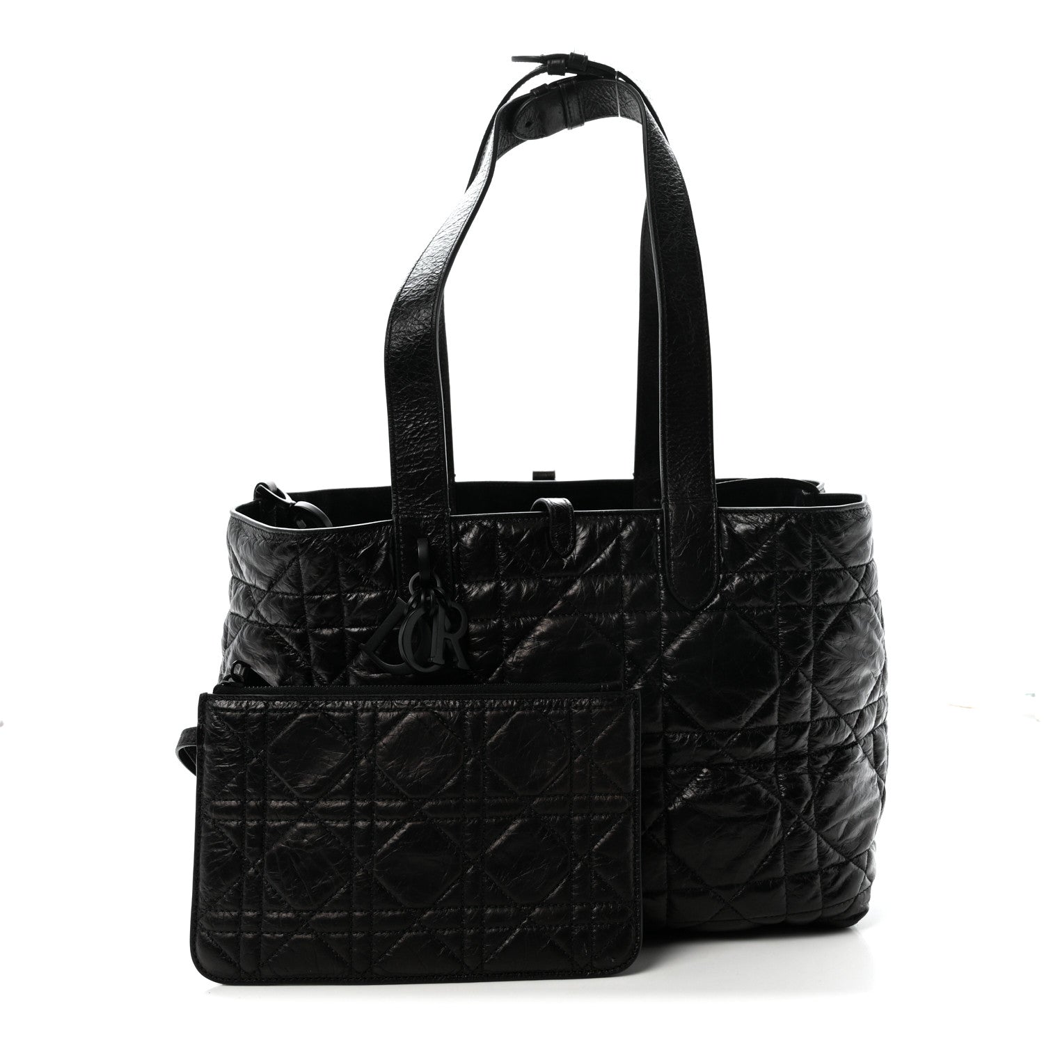 Crinkled Calfskin Macrocannage Medium Toujours Black