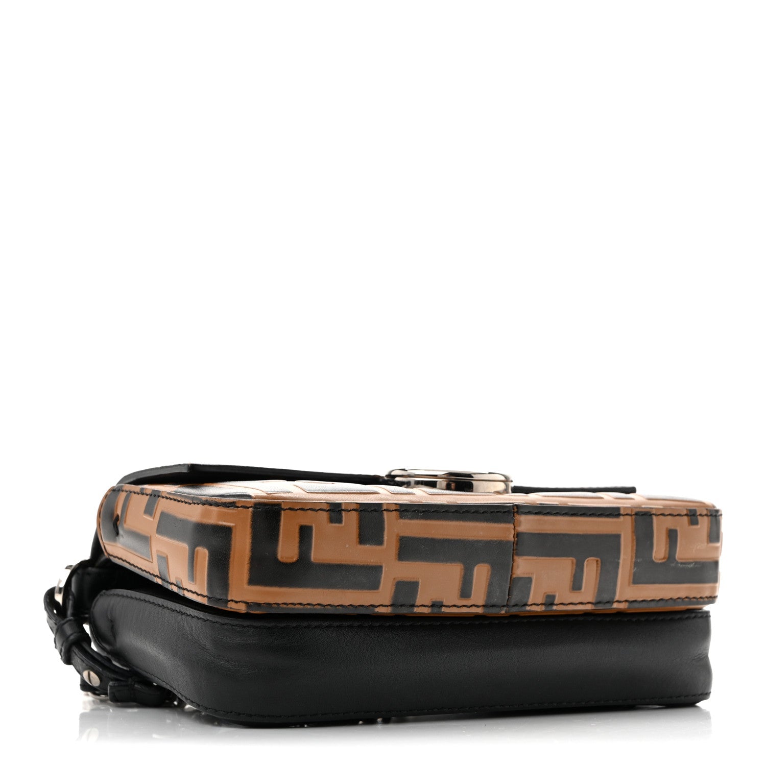 Vitello Dolce F is Fendi FF Embossed Micro Double Baguette Tobacco Black