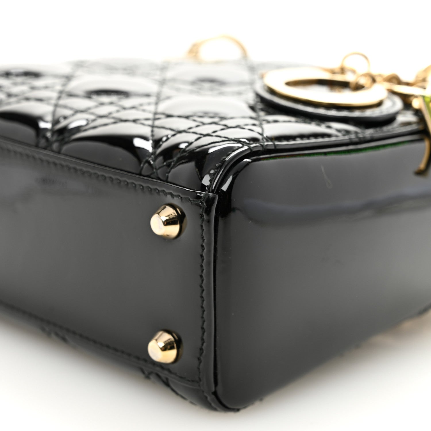 Patent Cannage Mini Lady Dior Black