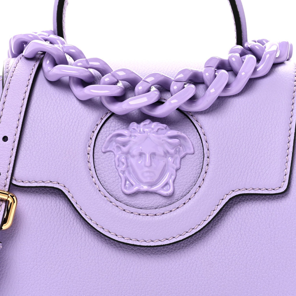Grained Calfskin Small La Medusa Top Handle Bag Lilac