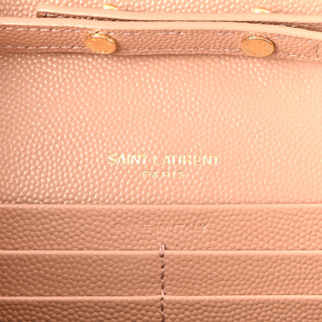 Grain De Poudre Matelasse Chevron Monogram Chain Wallet Vintage Peach