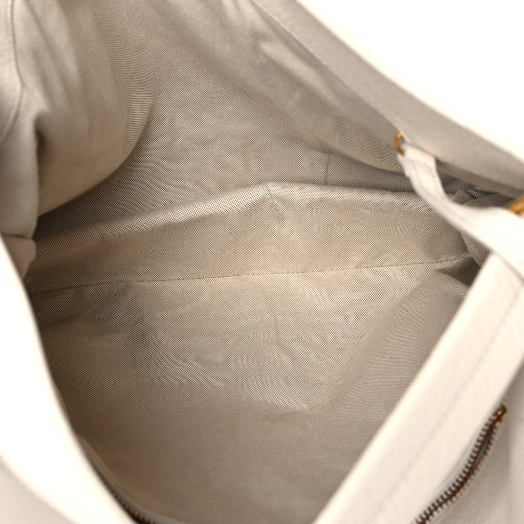 Pebbled Calfskin Large Alix Padlock Zip Hobo Bag Chalk