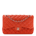 Lambskin Quilted Jumbo Double Flap Red