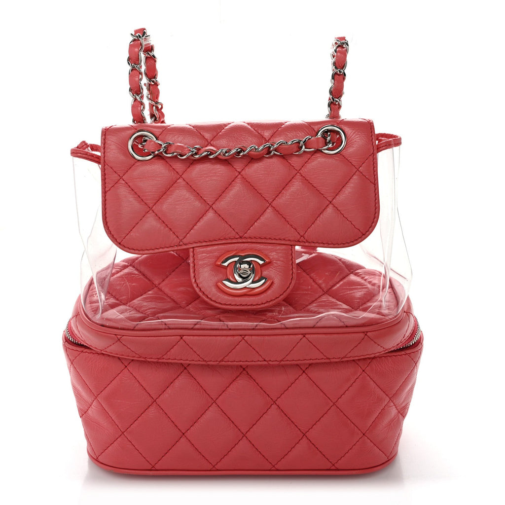 Crumpled Calfskin PVC Quilted Backpack Pink