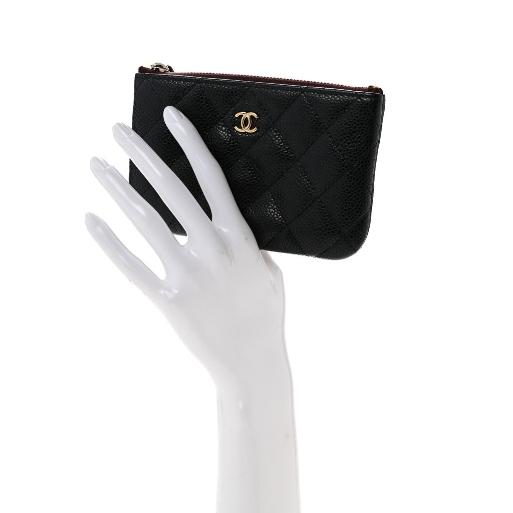 Caviar Quilted Small Cosmetic Case Black