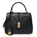 Satinated Calfskin Small 16 Top Handle Bag Black