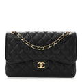 Caviar Quilted Jumbo Double Flap Black