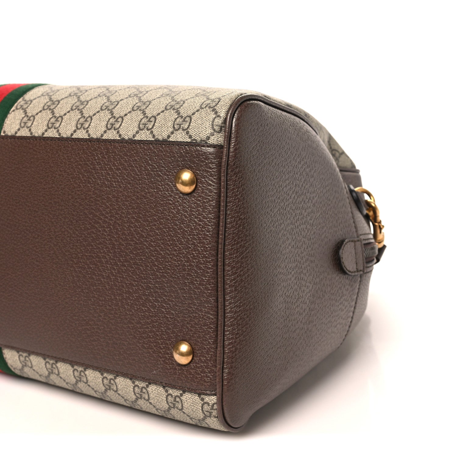 GG Supreme Monogram Textured Dollar Calfskin Web Large Savoy Bowling Bag Beige Ebony New Acero