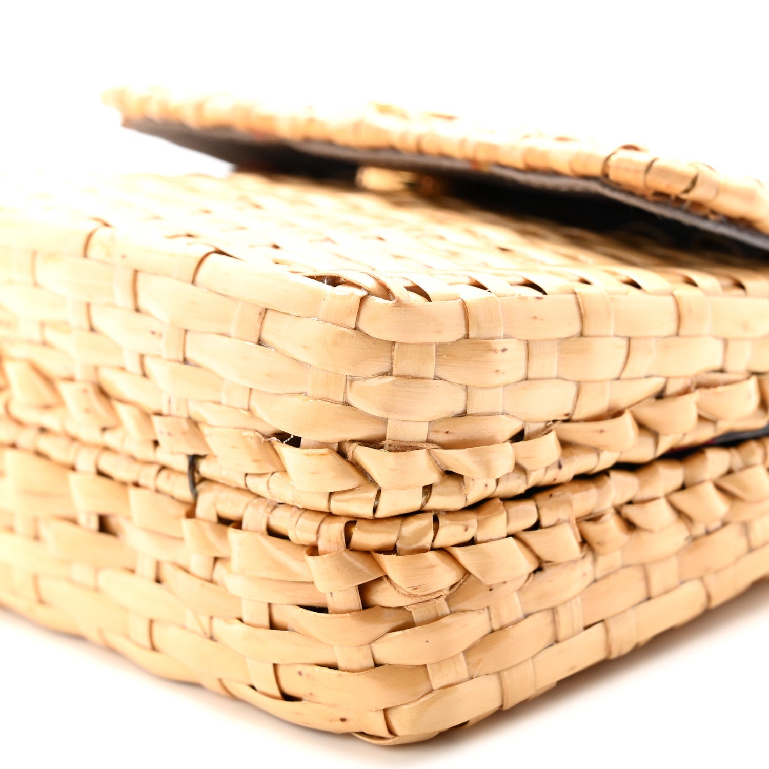 Glazed Wicker Mini Cestino Shoulder Bag Natural