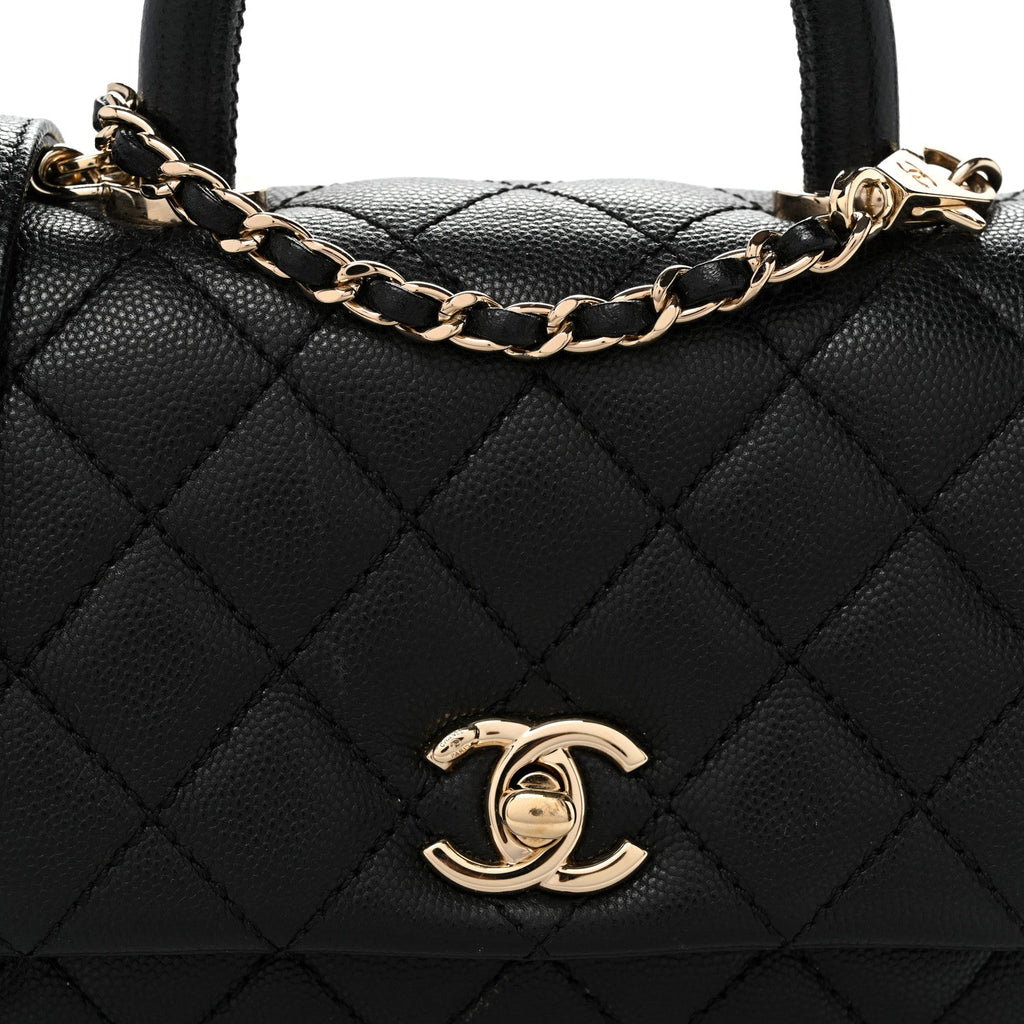 Caviar Quilted Extra Mini Coco Handle Flap Black