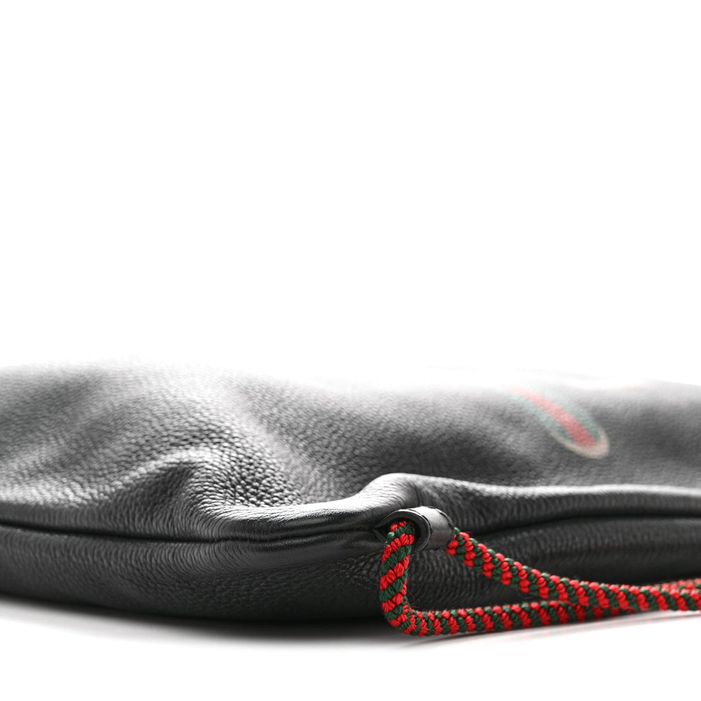 Calfskin Logo Drawstring Backpack Black