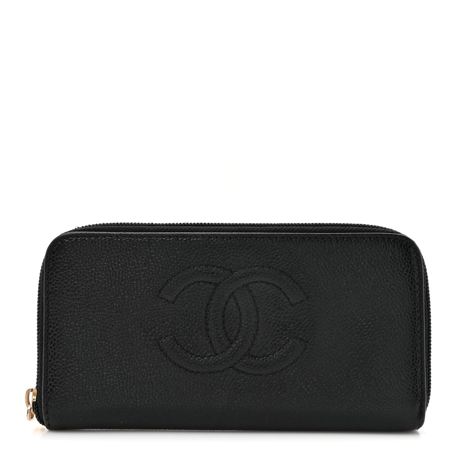 Caviar CC Timeless Large Zip Around Wallet Black