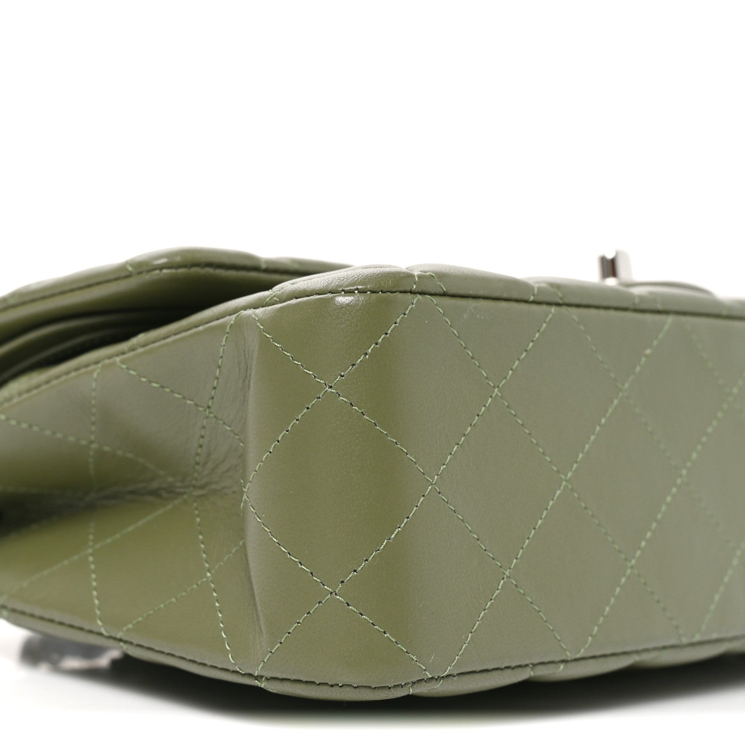 Lambskin Quilted Medium Double Flap Green