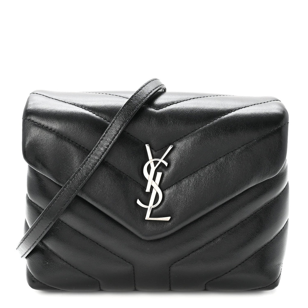 Calfskin Y Quilted Monogram Toy Loulou Crossbody Bag Black