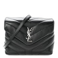Calfskin Y Quilted Monogram Toy Loulou Crossbody Bag Black