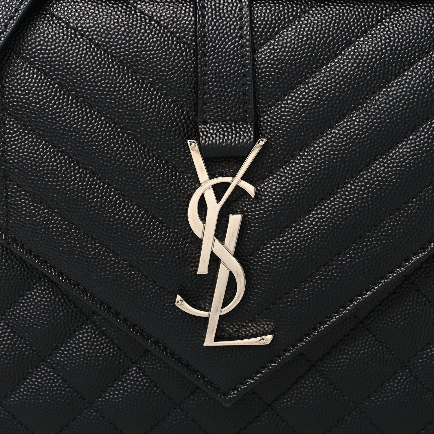 Grain De Poudre Textured Mixed Matelasse Triquilt Medium Monogram Satchel Black