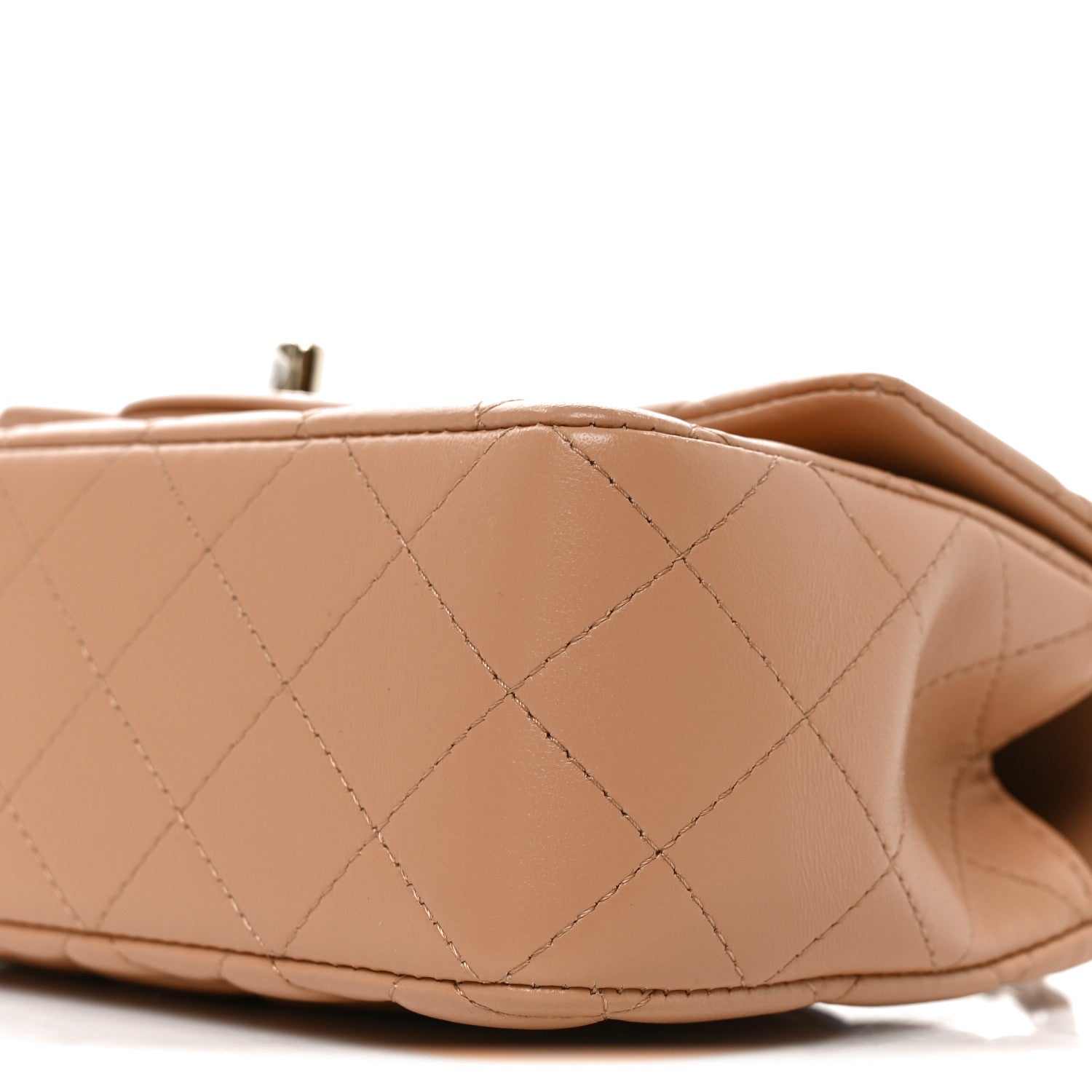 Lambskin Quilted Mini Top Handle Rectangular Flap Dark Beige