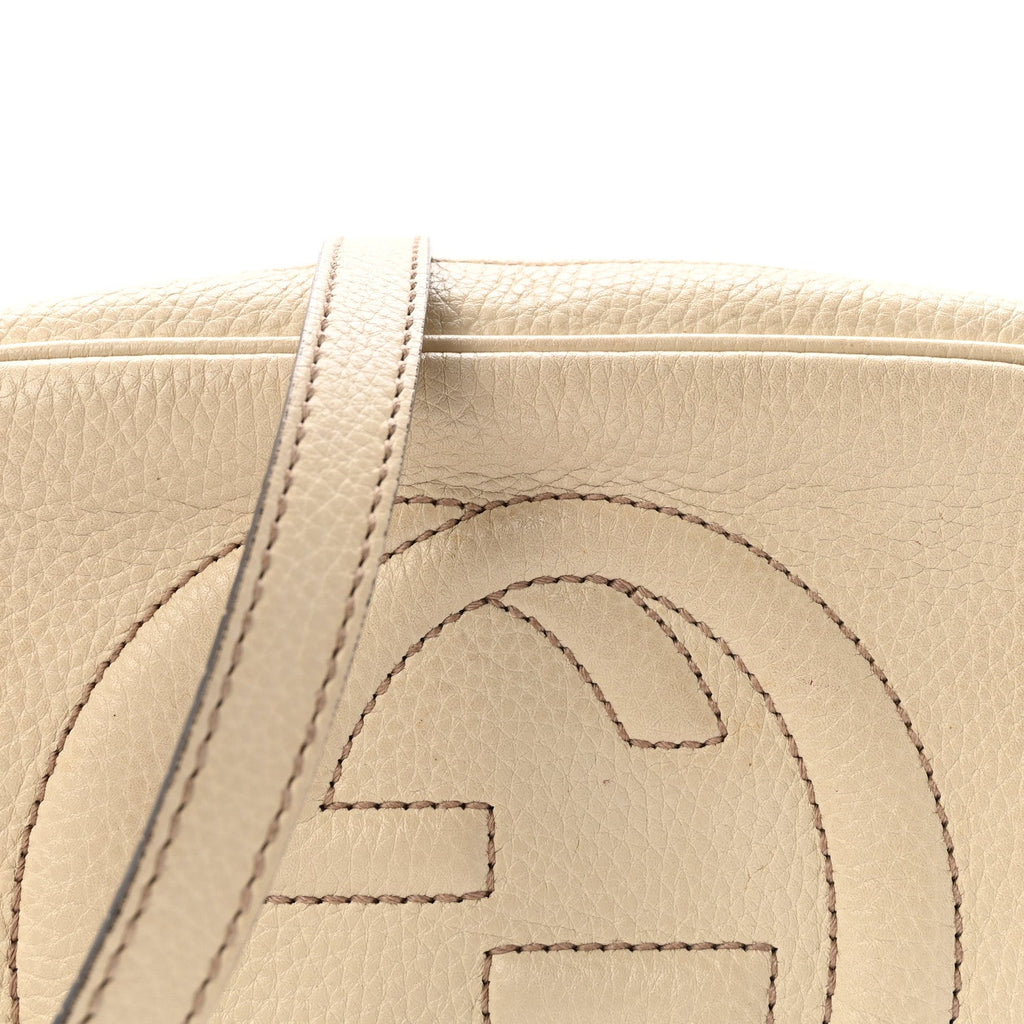 Pebbled Calfskin Small Soho Disco Bag Off White