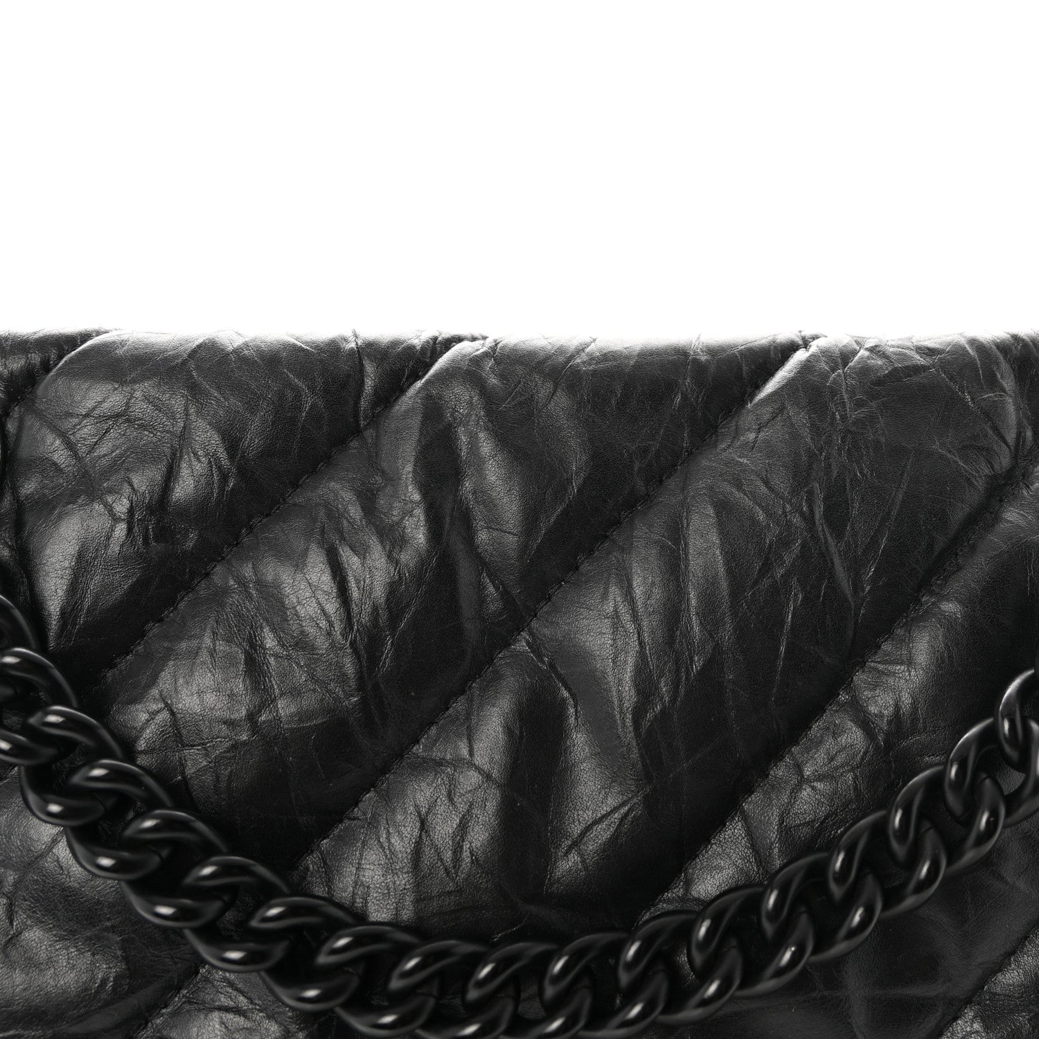 Crushed Calfskin Quilted Matte Black Hardware Medium Crush Chain Bag Black