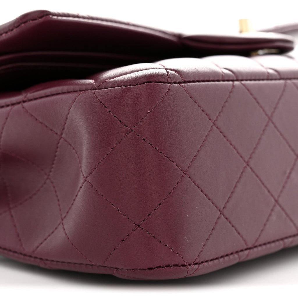 Lambskin Quilted Medium Double Flap Burgundy
