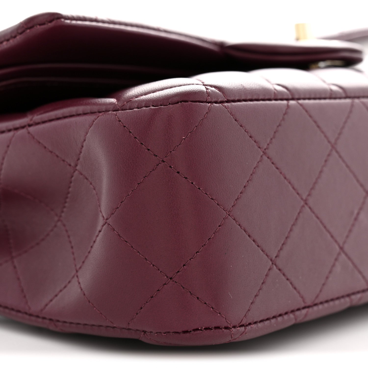Lambskin Quilted Medium Double Flap Burgundy