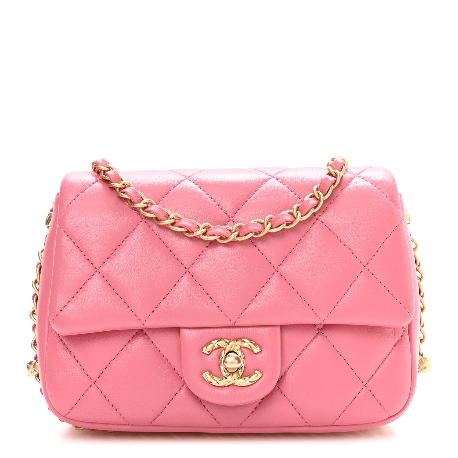 Lambskin Quilted CC Small Dynasty Flap Pink
