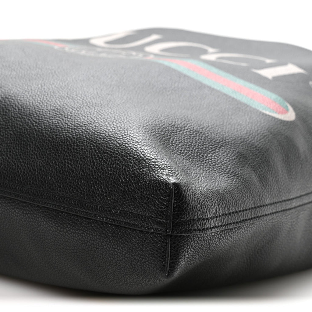 Calfskin Mens Logo Vertical Shopping Tote Black