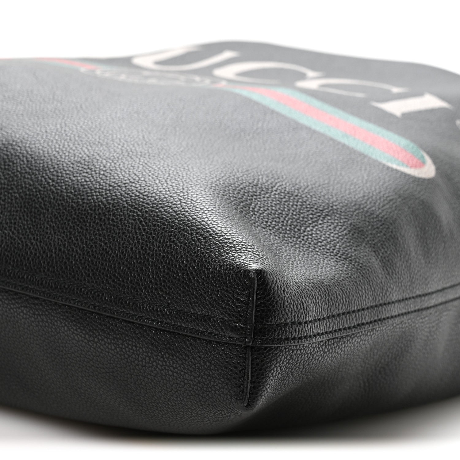 Calfskin Mens Logo Vertical Shopping Tote Black