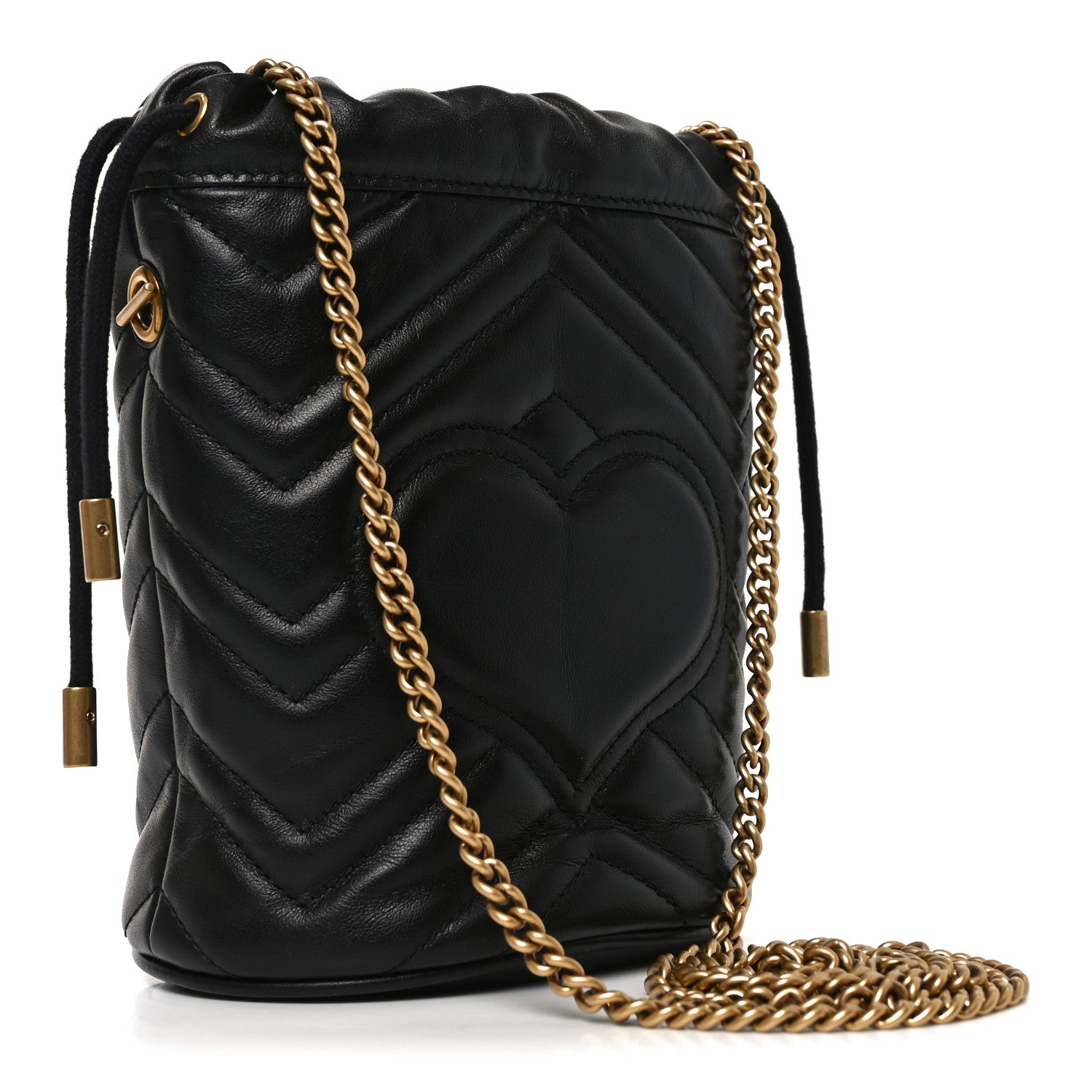 Calfskin Matelasse Mini GG Marmont 2.0 Bucket Bag Black