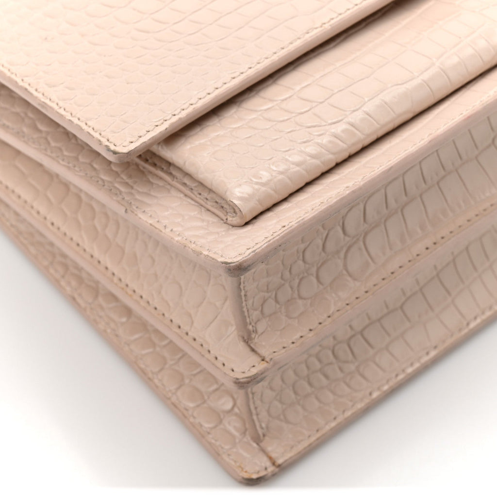 Calfskin Crocodile Embossed Medium Monogram Sunset Rose Antic