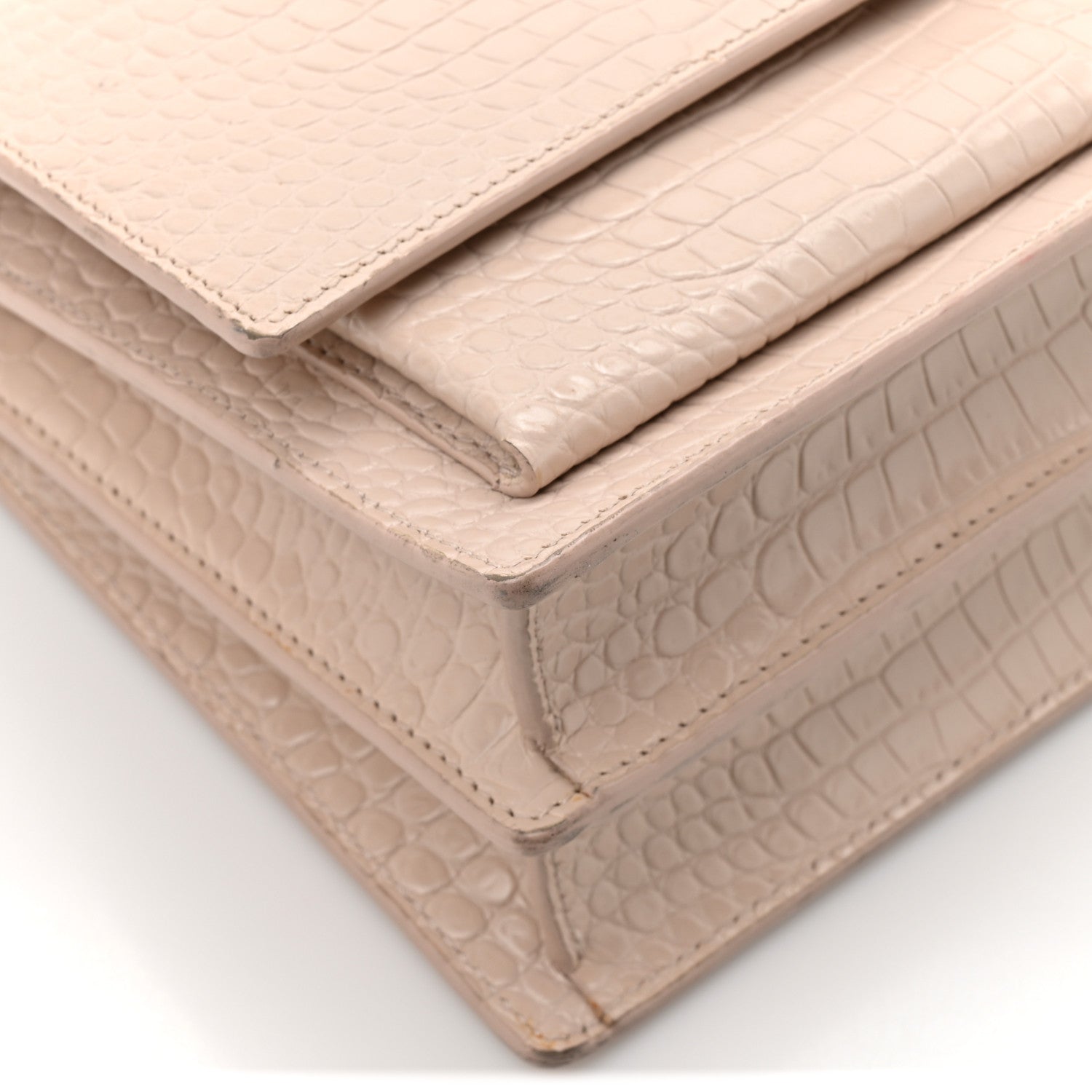 Calfskin Crocodile Embossed Medium Monogram Sunset Rose Antic